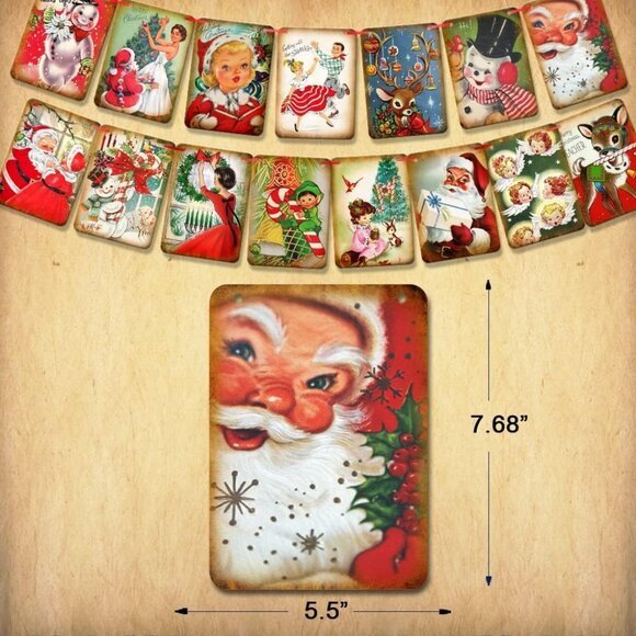 Christmas Decorations Vintage Style Christmas Banner Traditional Victorian Style - Picture 5 of 6